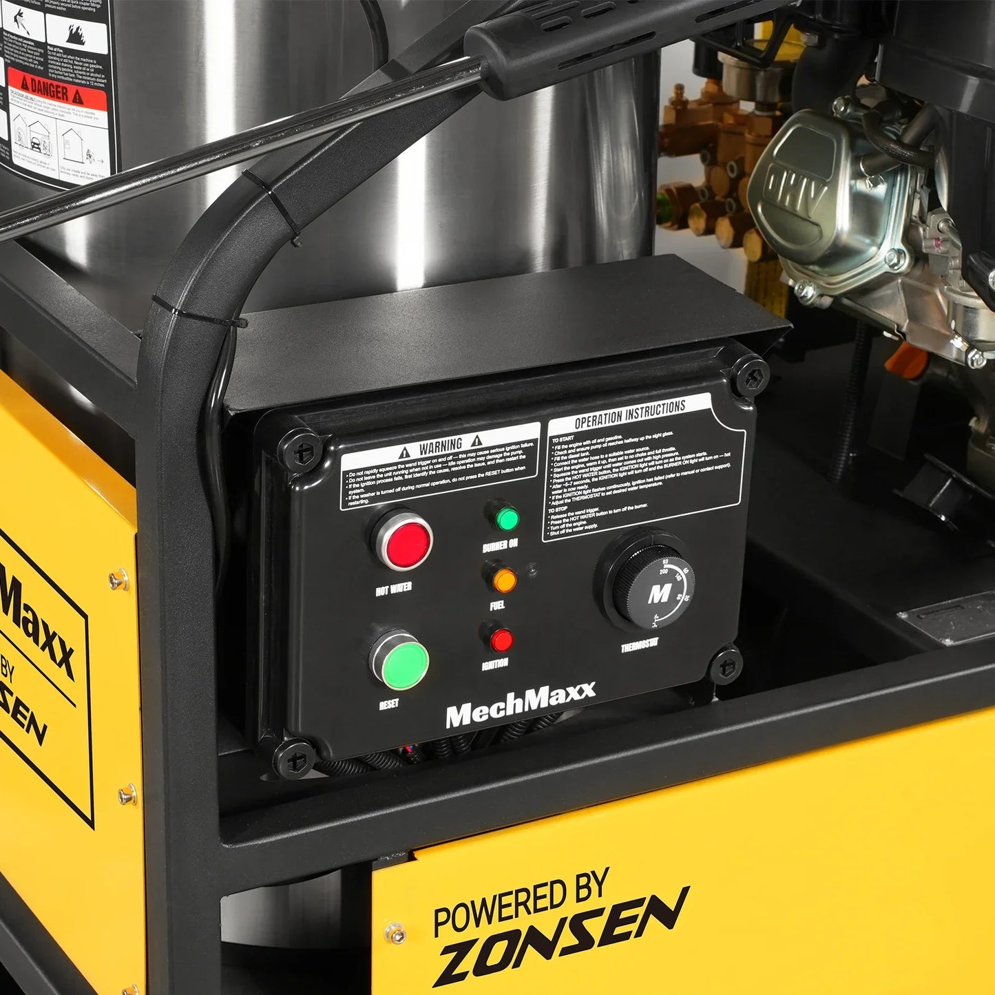 MechMaxx HPW40DT Pressure Washer 4000 PSI 4 GPM Hot Water Skid Mounted w/ 175 Gal Tank ZONSEN Electric Start Engine New