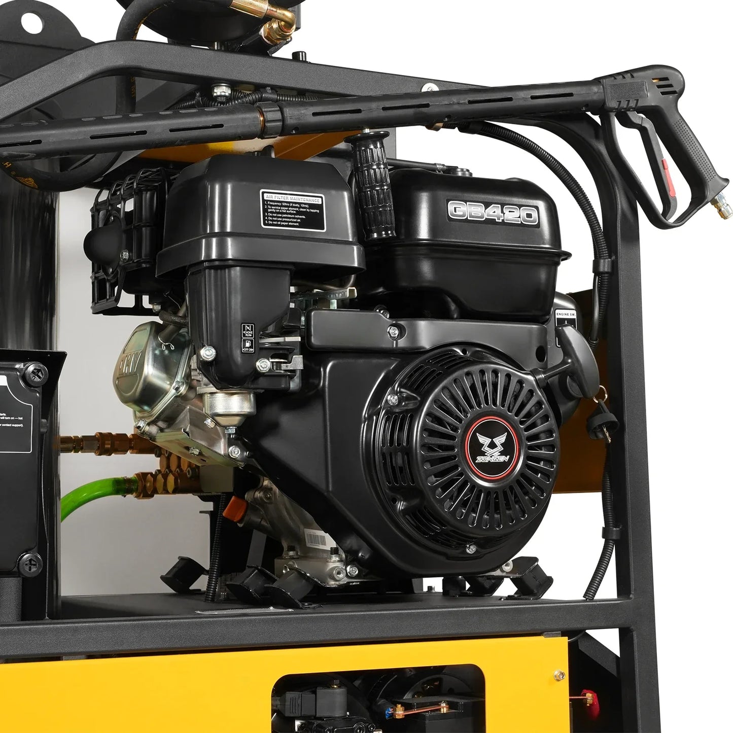 MechMaxx HPW40DT Pressure Washer 4000 PSI 4 GPM Hot Water Skid Mounted w/ 175 Gal Tank ZONSEN Electric Start Engine New