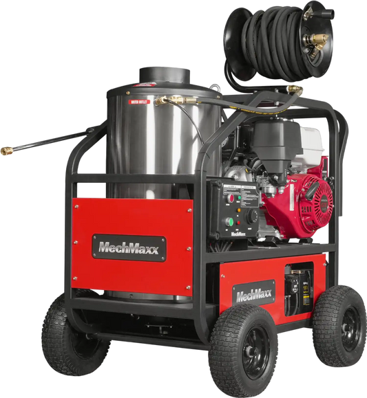 MechMaxx HPW40H Pressure Washer 4000 PSI 4 GPM Honda Electric Start Engine Hot Water with Hose Reel New