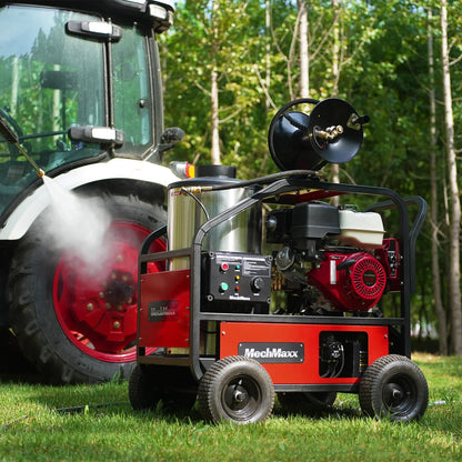 MechMaxx HPW40H Pressure Washer 4000 PSI 4 GPM Honda Electric Start Engine Hot Water with Hose Reel New