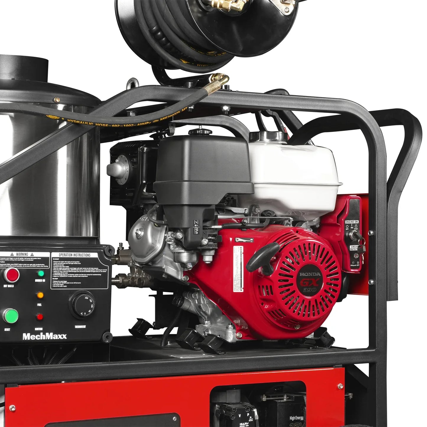 MechMaxx HPW40H Pressure Washer 4000 PSI 4 GPM Honda Electric Start Engine Hot Water with Hose Reel New