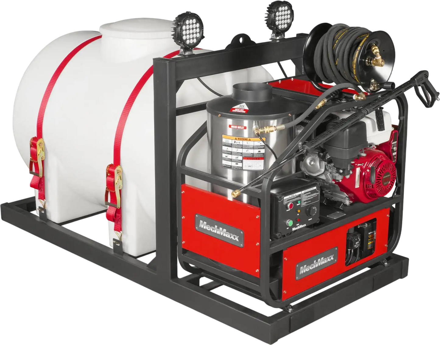 MechMaxx HPW40HBT Pressure Washer 4000 PSI 4 GPM Honda Electric Start Hot Water Skid Mounted w/ 245 Gal Tank New