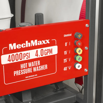 MechMaxx HPW40HT Pressure Washer 4000 PSI 4 GPM Honda Electric Start Hot Water Skid Mounted 175 Gal Tank New