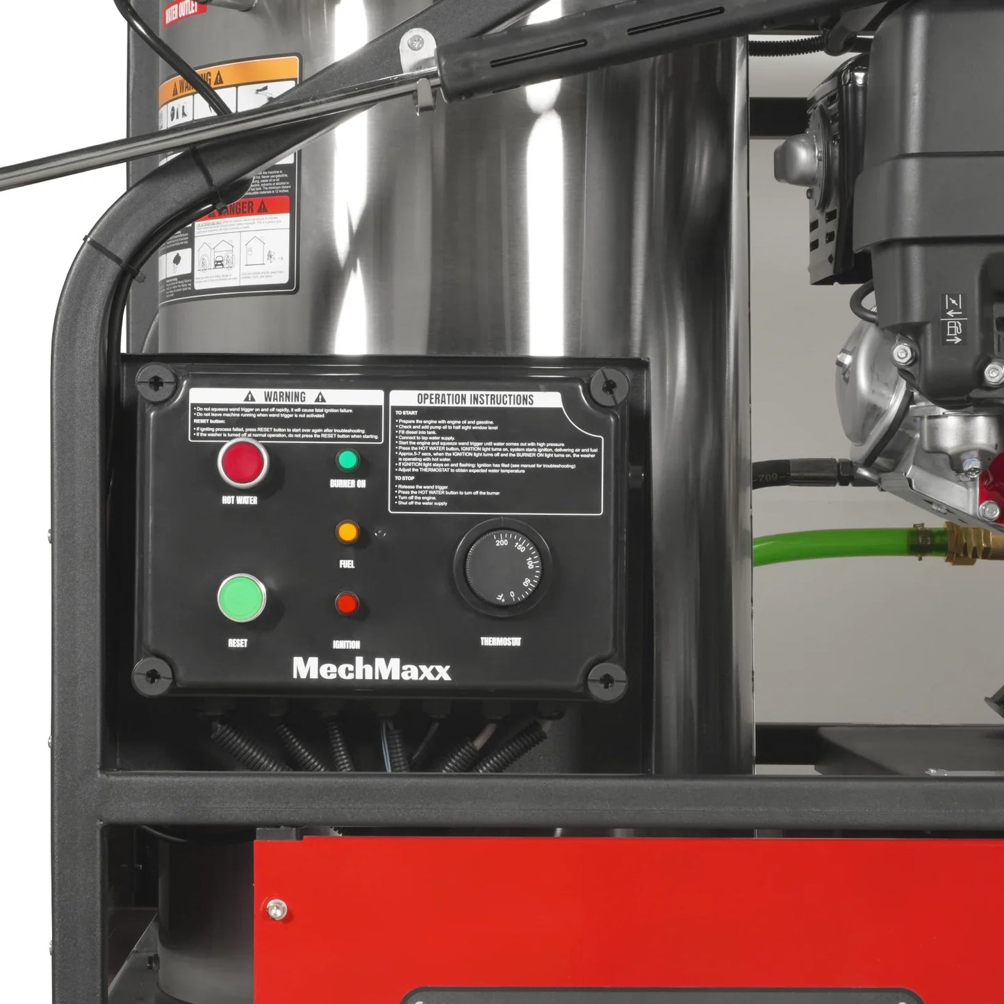 MechMaxx HPW40HT Pressure Washer 4000 PSI 4 GPM Honda Electric Start Hot Water Skid Mounted 175 Gal Tank New