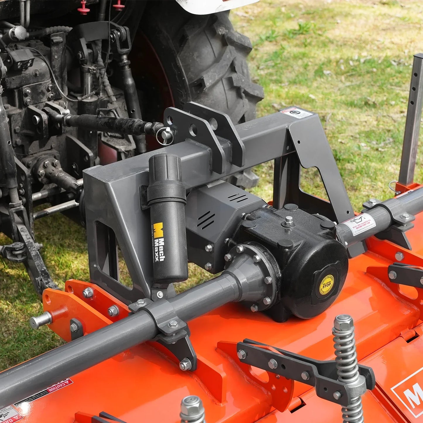 MechMaxx HRT80 Rotary Tiller 80" Heavy Duty 3 Point Hitch Cat.2 Gear Drive PTO Shaft Included Slip Clutch 40-80 HP New