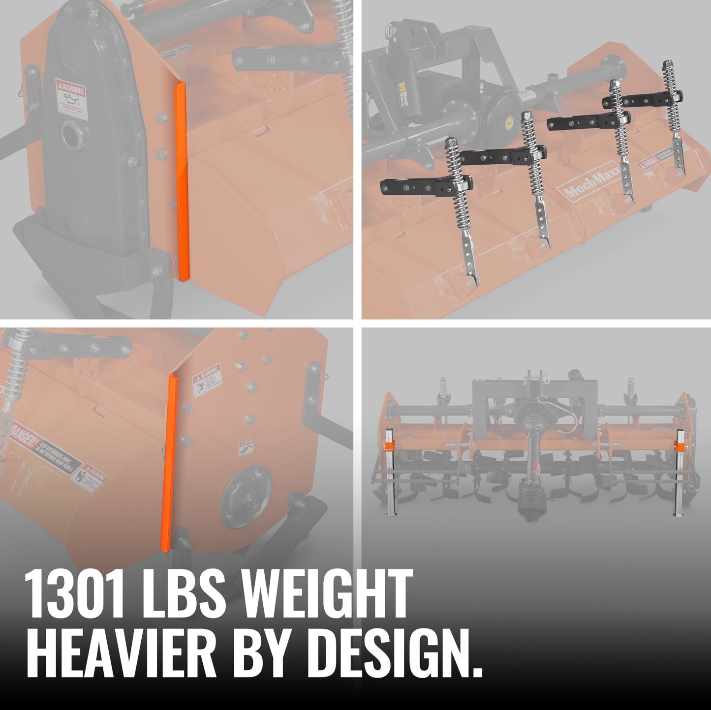 MechMaxx HRT90 Rotary Tiller 90" Heavy Duty 3 Point Hitch Cat.2 Gear Drive PTO Shaft Included Slip Clutch 50-90 HP New