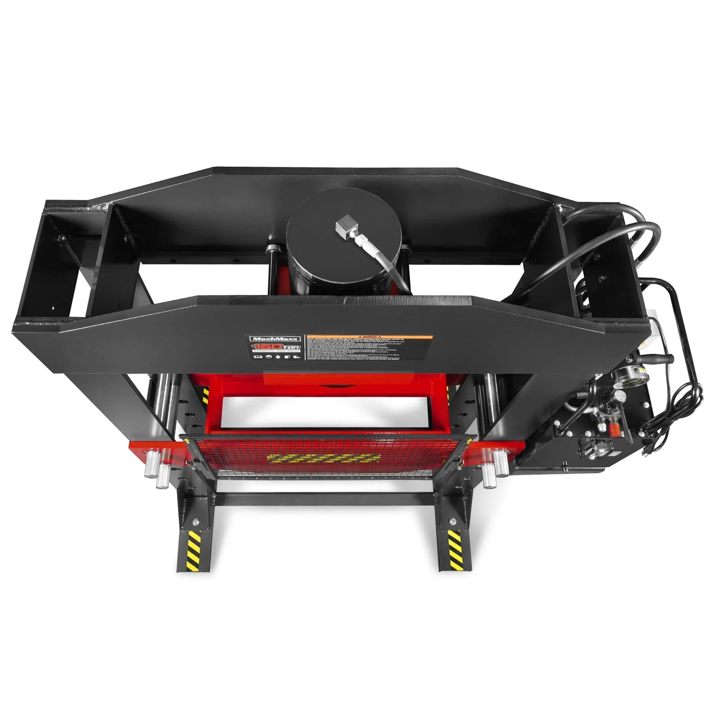 MechMaxx HSP150E Hydraulic Shop Press 150 Ton H-Frame Electric Double-Acting Cylinder Chain-Driven Table Lift 110V Motor Safety Guard New