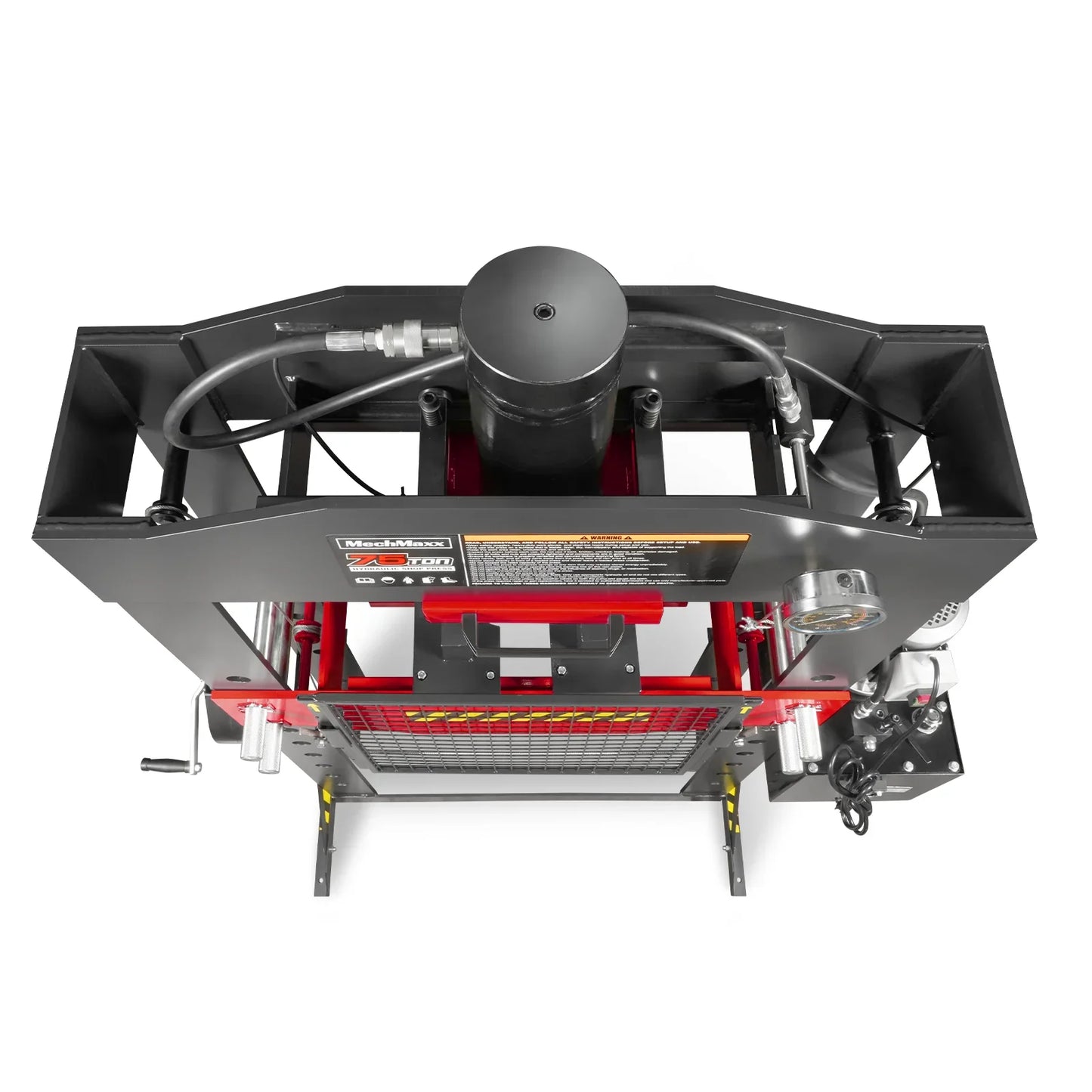 MechMaxx HSP75E Hydraulic Shop Press 75 Ton H-Frame Electric Hydraulic with Hand Winch 110V Motor Safety Guard New