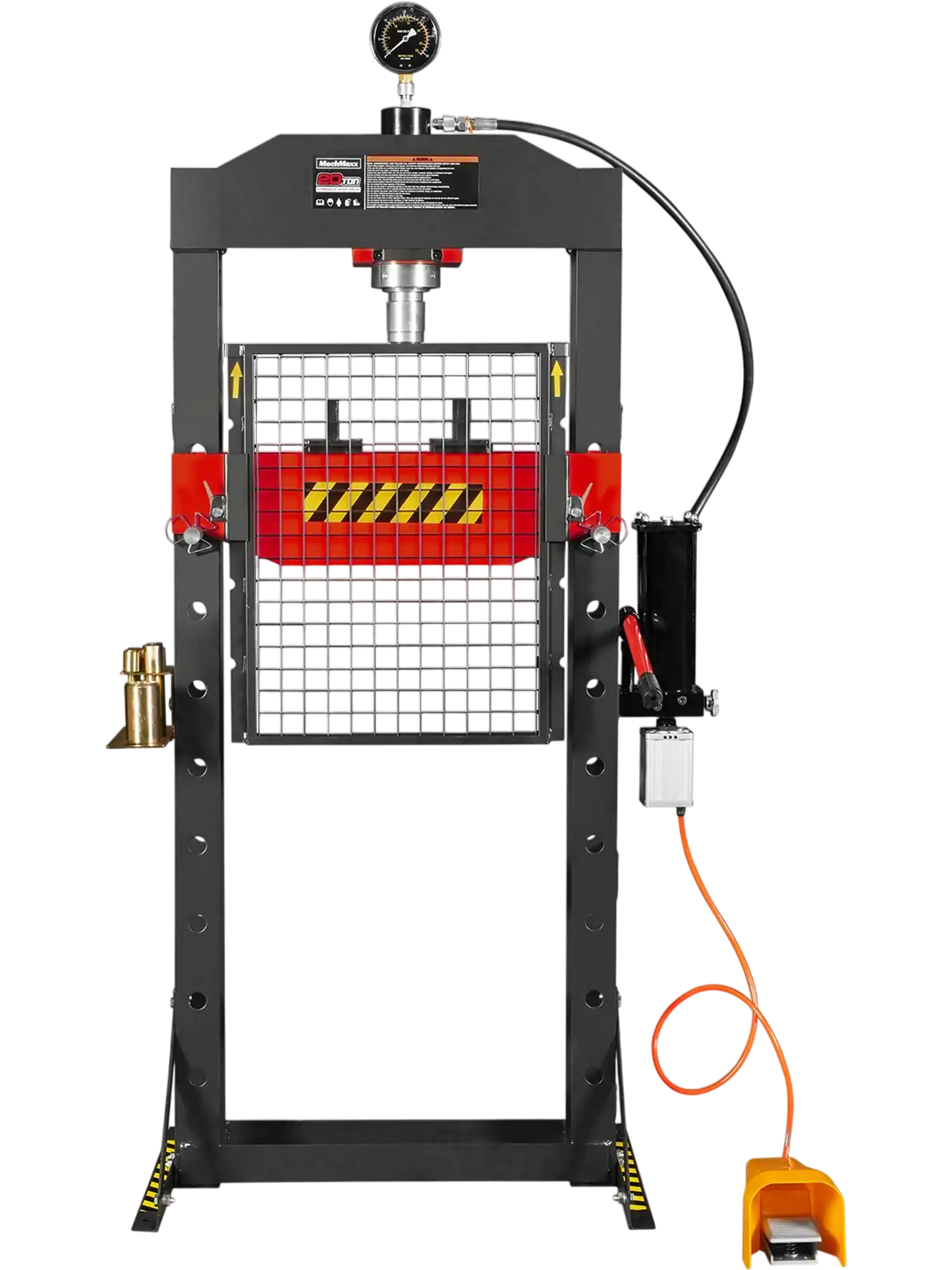 MechMaxx HSP20 Hydraulic Shop Press 20 Ton H-Frame Air/Hydraulic with Press Pin Kit Safety Guard Foot Pedal Control New
