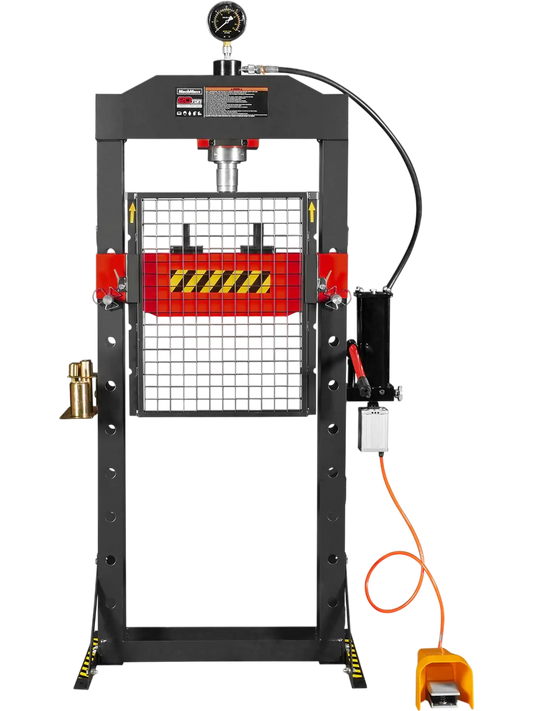 MechMaxx HSP20 Hydraulic Shop Press 20 Ton H-Frame Air/Hydraulic with Press Pin Kit Safety Guard Foot Pedal Control New