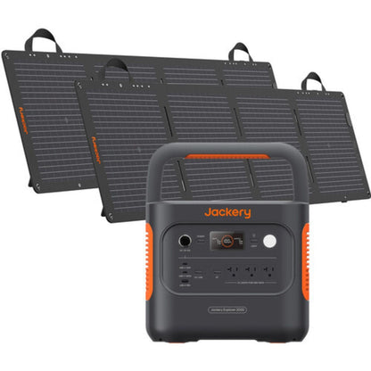 Jackery Explorer 2000 v2 Portable Power Station with two 100W solar panels