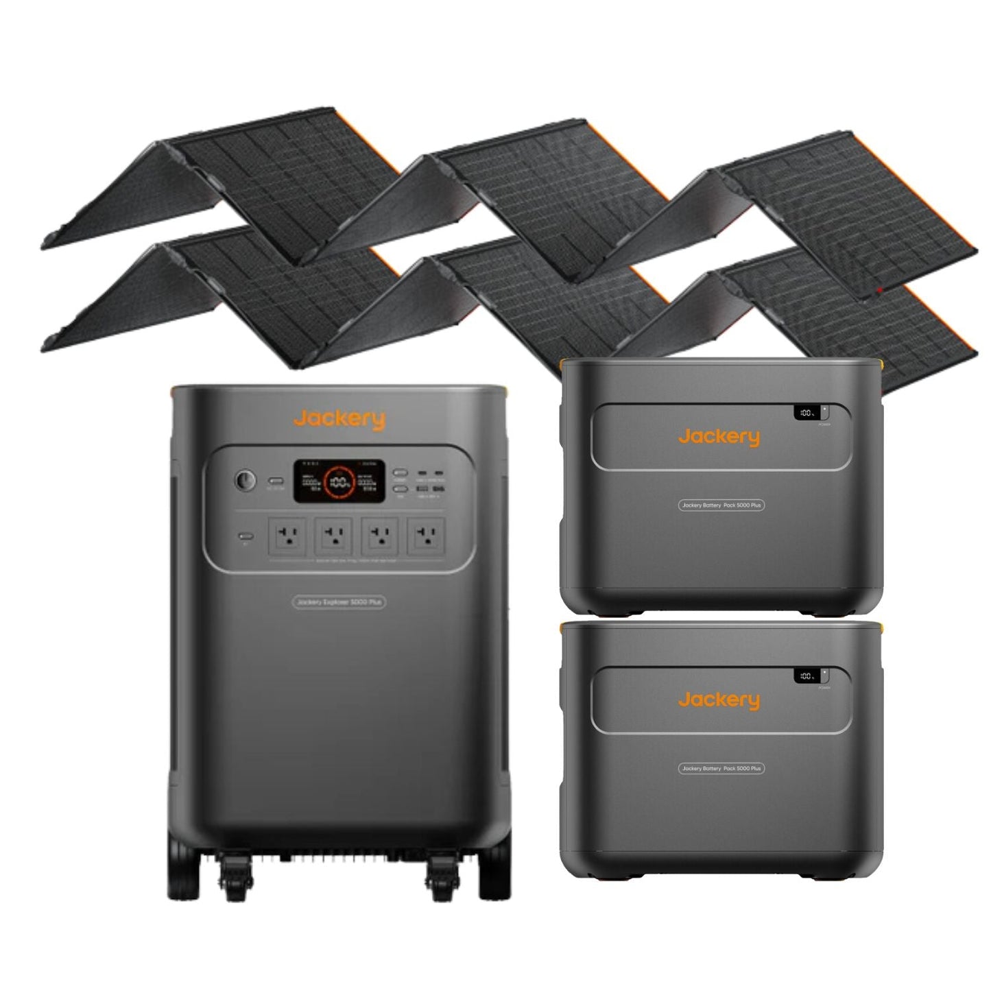 Jackery Explorer 5000 Plus + 2 Jackery Battery Pack 5000 Plus + 2 Jackery SolarSaga 500 X