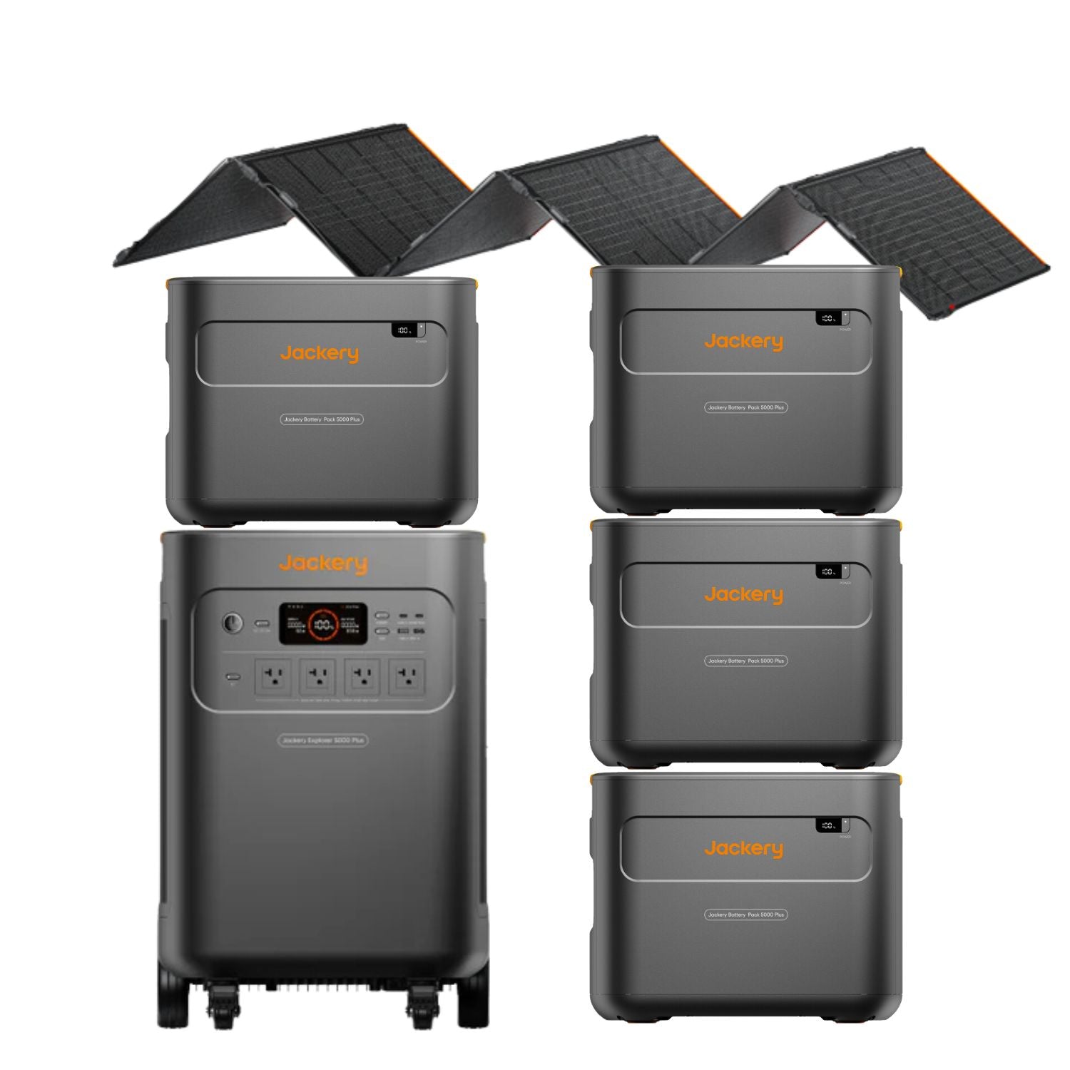 Jackery Explorer 5000 Plus + 4 Jackery Battery Pack 5000 Plus + Jackery SolarSaga 500 X