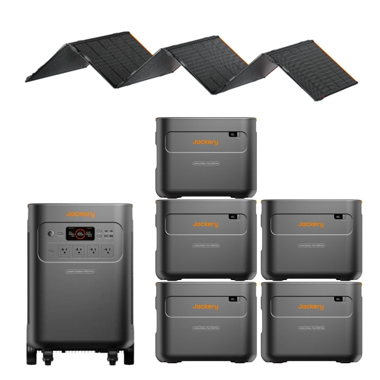 Jackery Explorer 5000 Plus + 5 Jackery Battery Pack 5000 Plus + Jackery SolarSaga 500 X