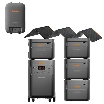 Jackery Explorer 5000 Plus + Four Jackery Battery Pack 5000 Plus + Jackery Smart Home Transfer Switch + Jackery SolarSaga 500 X