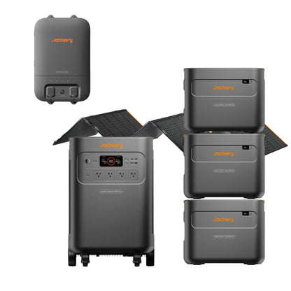 Jackery Explorer 5000 Plus + Three Jackery Battery Pack 5000 Plus + Jackery Smart Home Transfer Switch + Jackery SolarSaga 500 X 