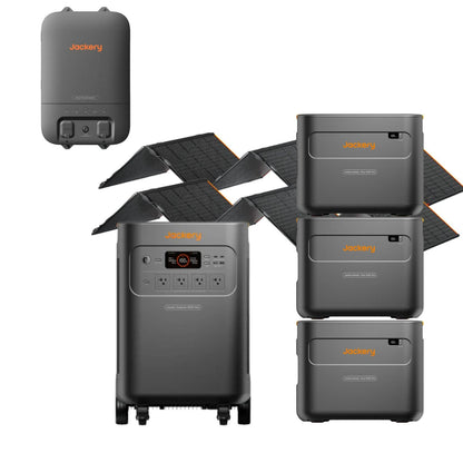 Jackery Explorer 5000 Plus + Three Jackery Battery Pack 5000 Plus + Jackery Smart Home Transfer Switch + Two Jackery SolarSaga 500 X 
