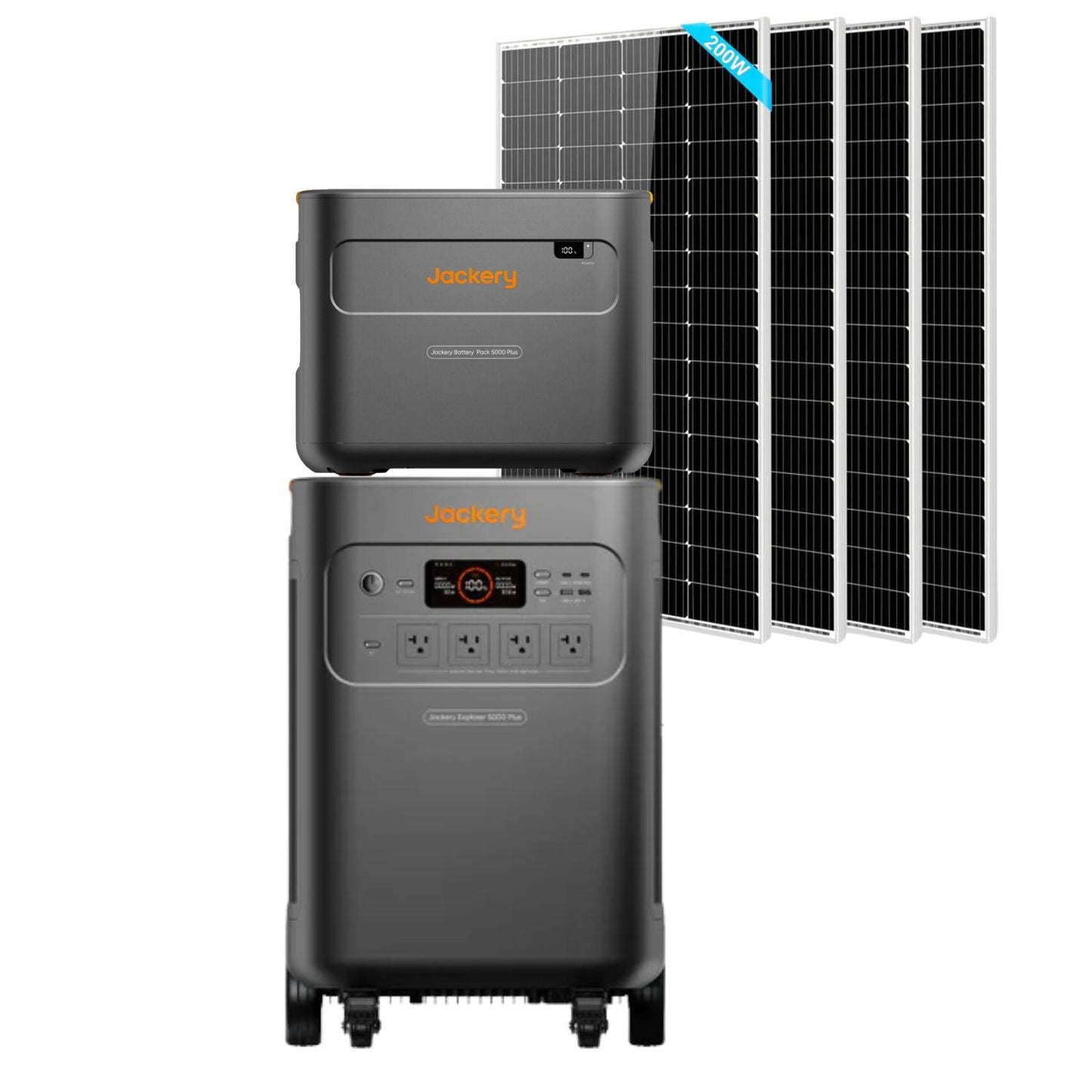 Jackery Explorer 5000 Plus Whole-Home Backup with 1 x E5000 Expansion Battery and 4 x 200W SunGold Power Solar Panels