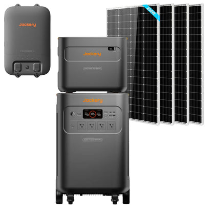 Jackery Explorer 5000 Plus Whole-Home Backup with 1 x Smart Home Transfer Switch, 1 x E5000 Expansion Battery and 4 x 200W SunGold Power Solar Panels