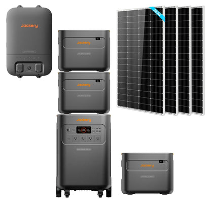 Jackery Explorer 5000 Plus Whole-Home Backup with 1 x Smart Home Transfer Switch, 3 x E5000 Expansion Battery and 4 x 200W SunGold Power Solar Panels