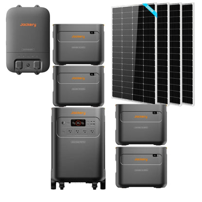 Jackery Explorer 5000 Plus Whole-Home Backup with 1 x Smart Home Transfer Switch, 4 x E5000 Expansion Battery and 4 x 200W SunGold Power Solar Panels