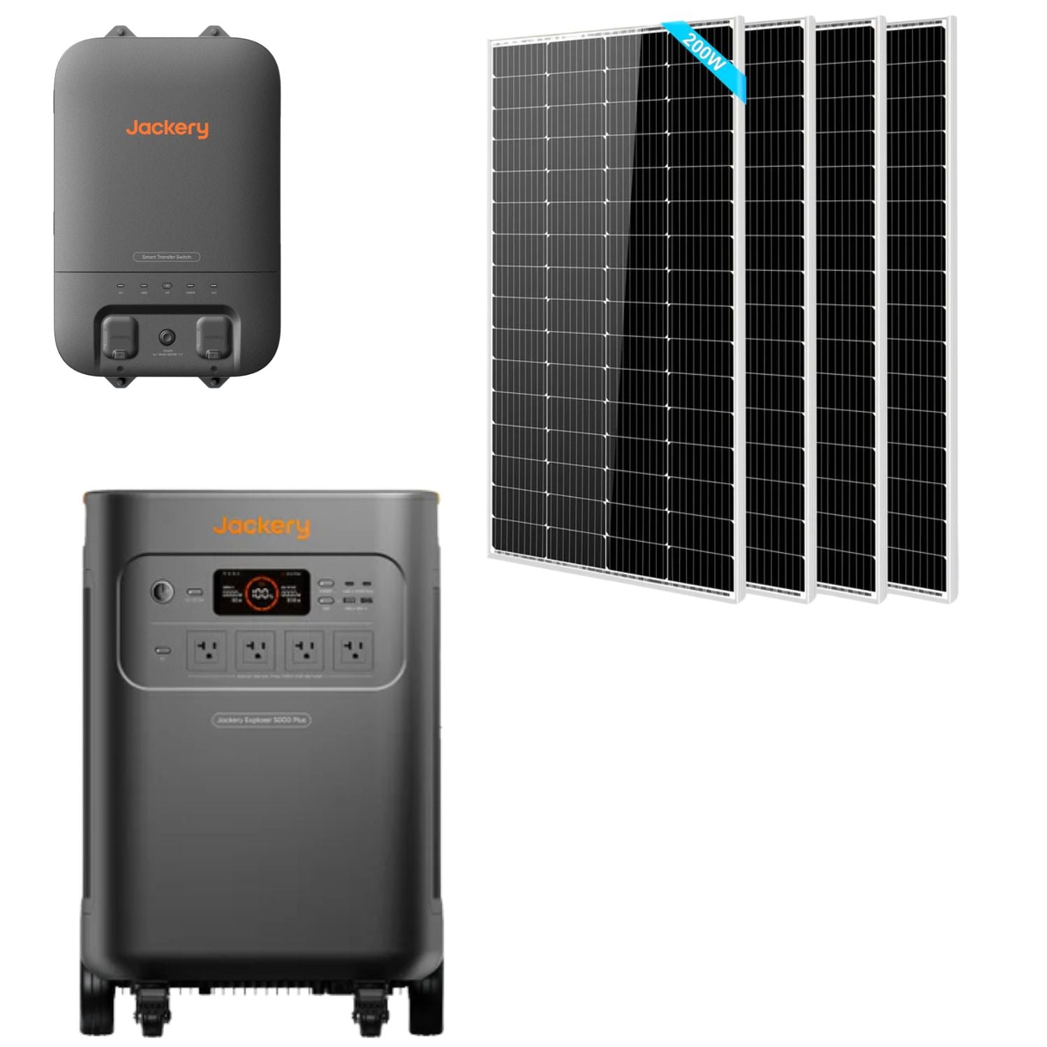 Jackery Explorer 5000 Plus Whole-Home Backup with 1 x Smart Home Transfer Switch and 4 x 200W SunGold Power Solar Panels