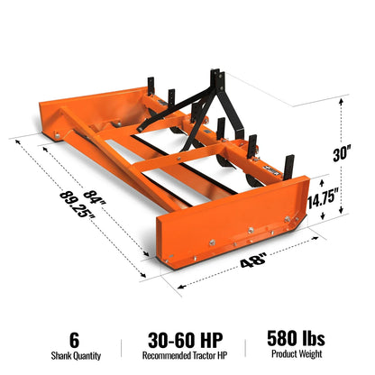 MechMaxx LP84 Land Leveler 84" Heavy Duty Land Plane Scraper Grader with Shanks 3 Point Hitch New
