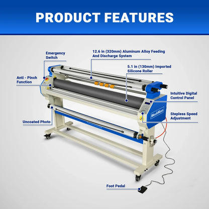 MechMaxx 120 Laminator 65" Wide Format Full-Auto Cold & Heat Assisted Pneumatic Machine 4 Trimmers Infrared Heating Digital Control New