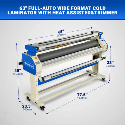 MechMaxx 120 Laminator 65" Wide Format Full-Auto Cold & Heat Assisted Pneumatic Machine 4 Trimmers Infrared Heating Digital Control New