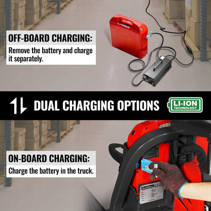MechMaxx LPT44 Pallet Jack 4400 lbs Lithium-ion Electric 45x27" Fork 48V 30Ah Removable Battery Walkie Type New
