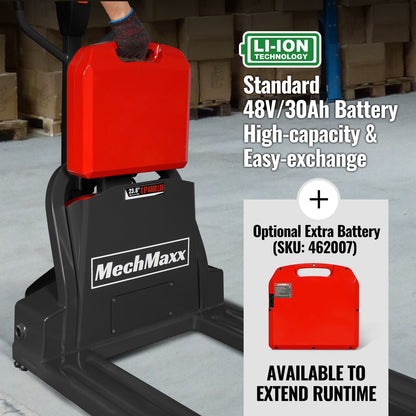 MechMaxx LPT44 Pallet Jack 4400 lbs Lithium-ion Electric 45x27" Fork 48V 30Ah Removable Battery Walkie Type New