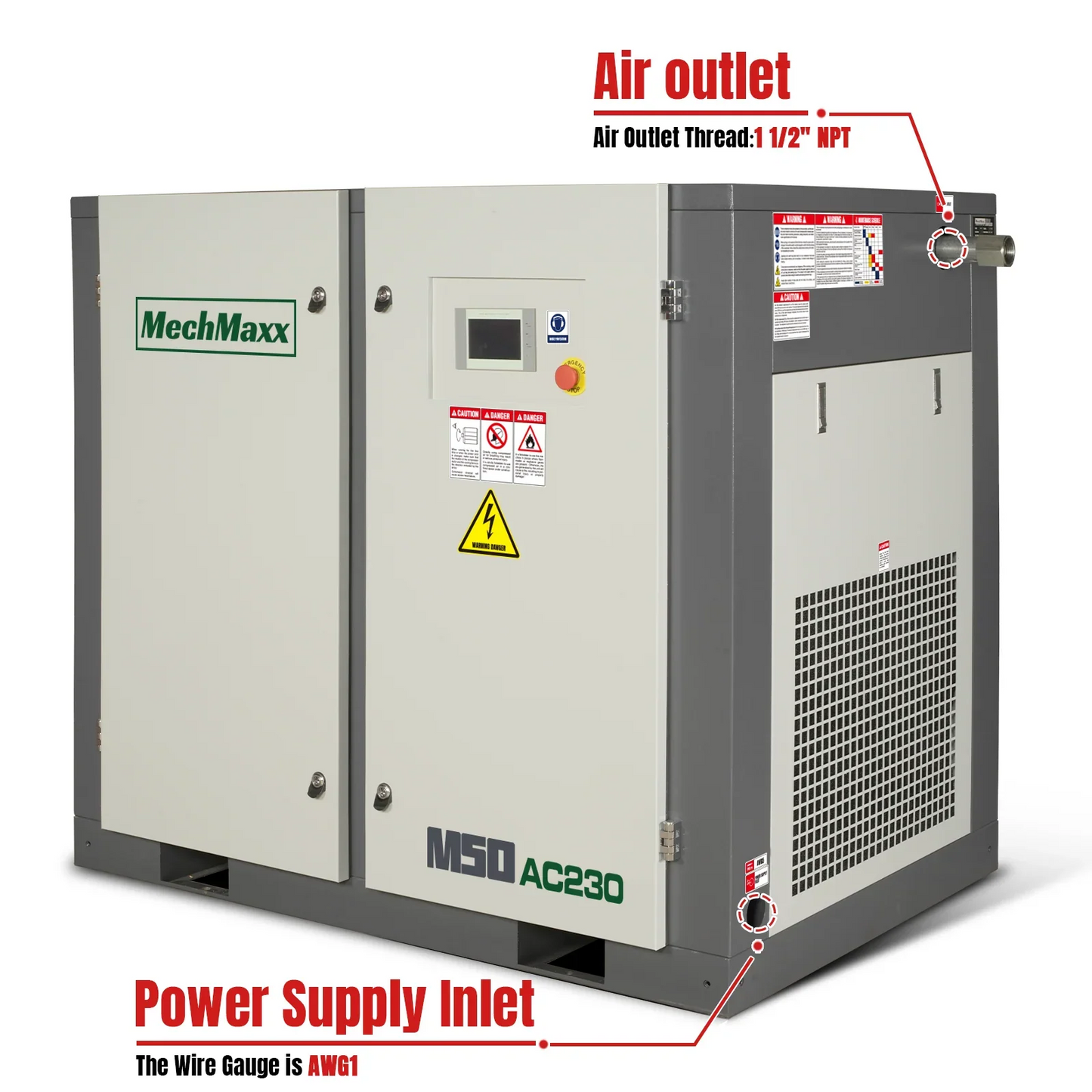 MechMaxx M50AC230 Air Compressor 50HP Rotary Screw 220 CFM 116 PSI 230V 3-Phase Industrial Grade New