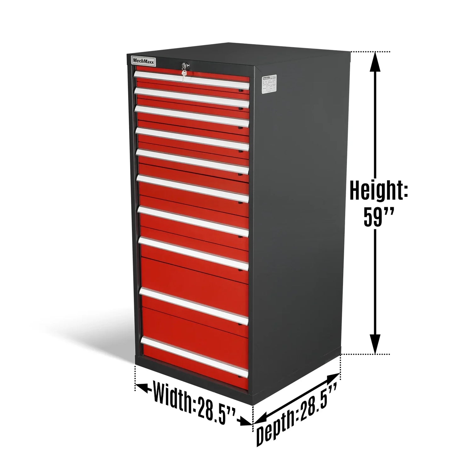 MechMaxx MD59A10 Tool Box Heavy Duty Modular 10 Drawer Cabinet Tool Storage Organizer Steel Construction 59" H x 28.5" W x 28.5" D New