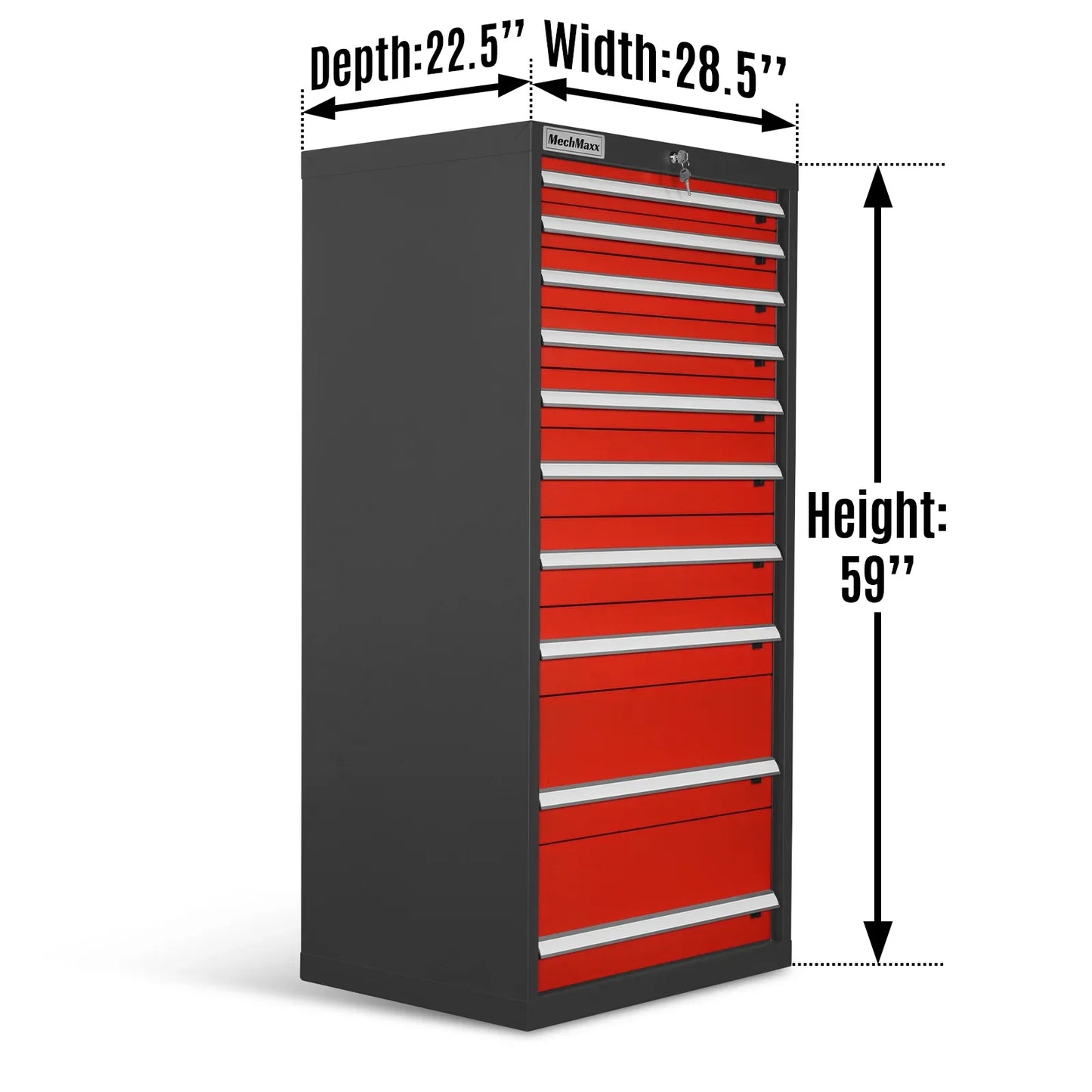 MechMaxx MD59B10 Tool Box Heavy Duty Modular Drawer Cabinet 59" H x 28.5" W x 22.5" D Steel Tool Storage Organizer New