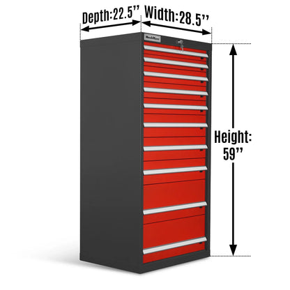 MechMaxx MD59B10 Tool Box Heavy Duty Modular Drawer Cabinet 59" H x 28.5" W x 22.5" D Steel Tool Storage Organizer New