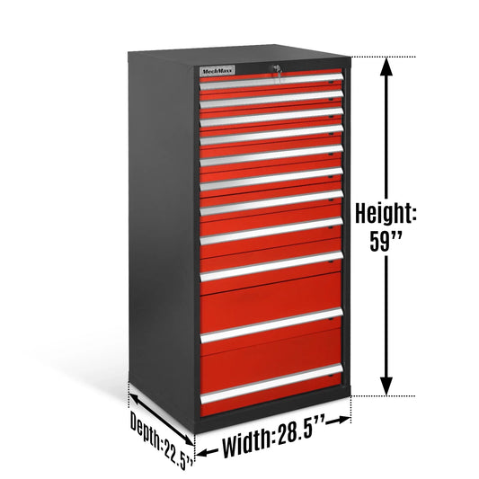 MechMaxx MD59B11 Tool Box Heavy Duty Modular 11 Drawer Steel Tool Storage Organizer Cabinet 59" H x 28.5" W x 22.5" D New