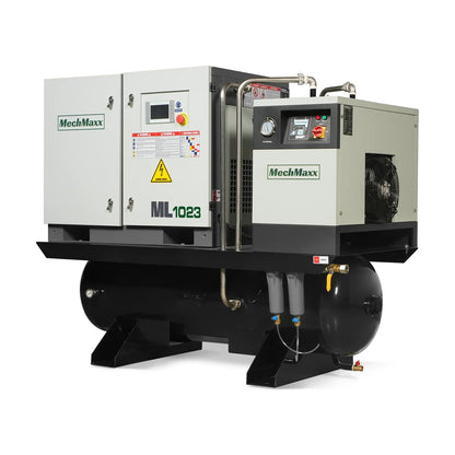 MechMaxx ML10 Air Compressor 10HP Rotary Screw with Dryer 66-Gal ASME Tank 32 CFM 116 PSI 230V 3-Phase Industrial Grade New