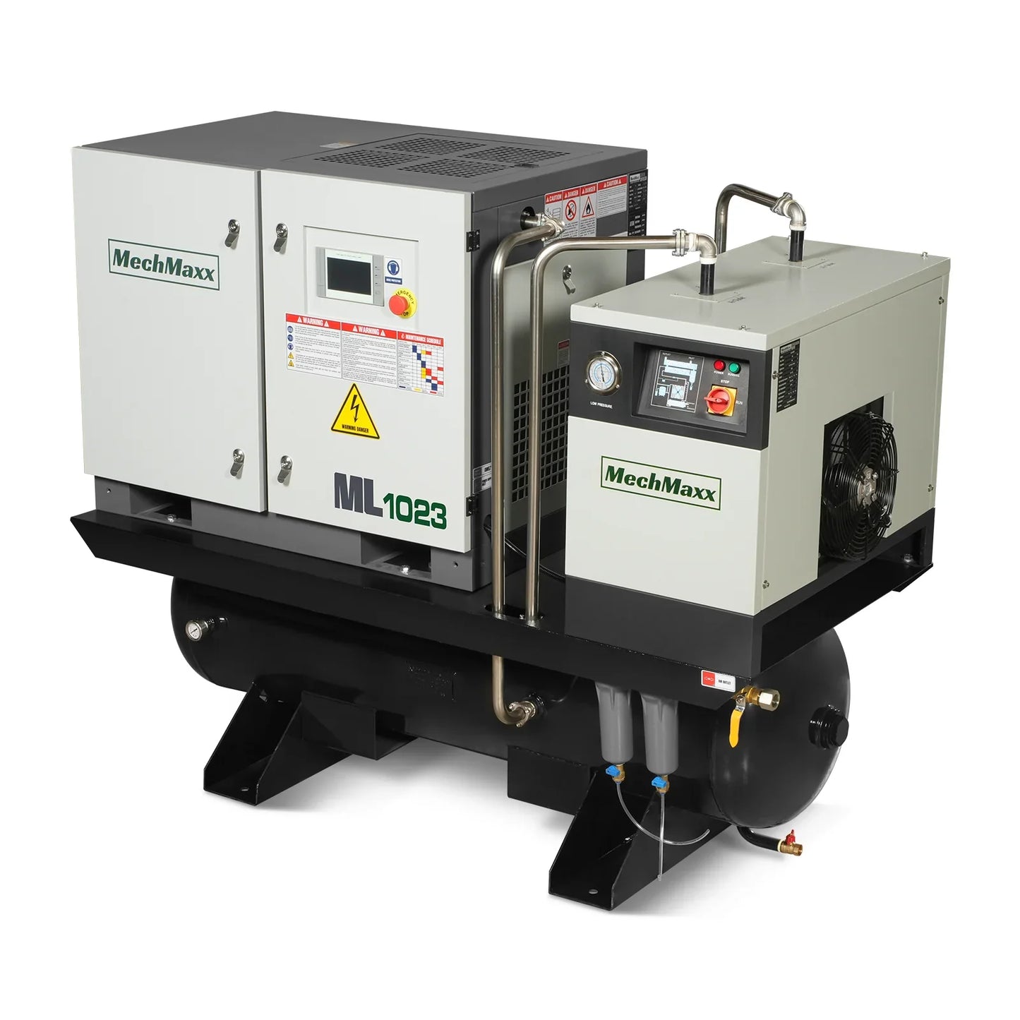 MechMaxx ML10 Air Compressor 10HP Rotary Screw with Dryer 66-Gal ASME Tank 32 CFM 116 PSI 230V 3-Phase Industrial Grade New