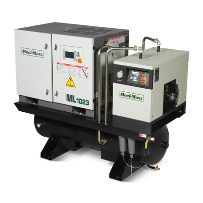 MechMaxx ML10 Air Compressor 10HP Rotary Screw with Dryer 66-Gal ASME Tank 32 CFM 116 PSI 230V 3-Phase Industrial Grade New
