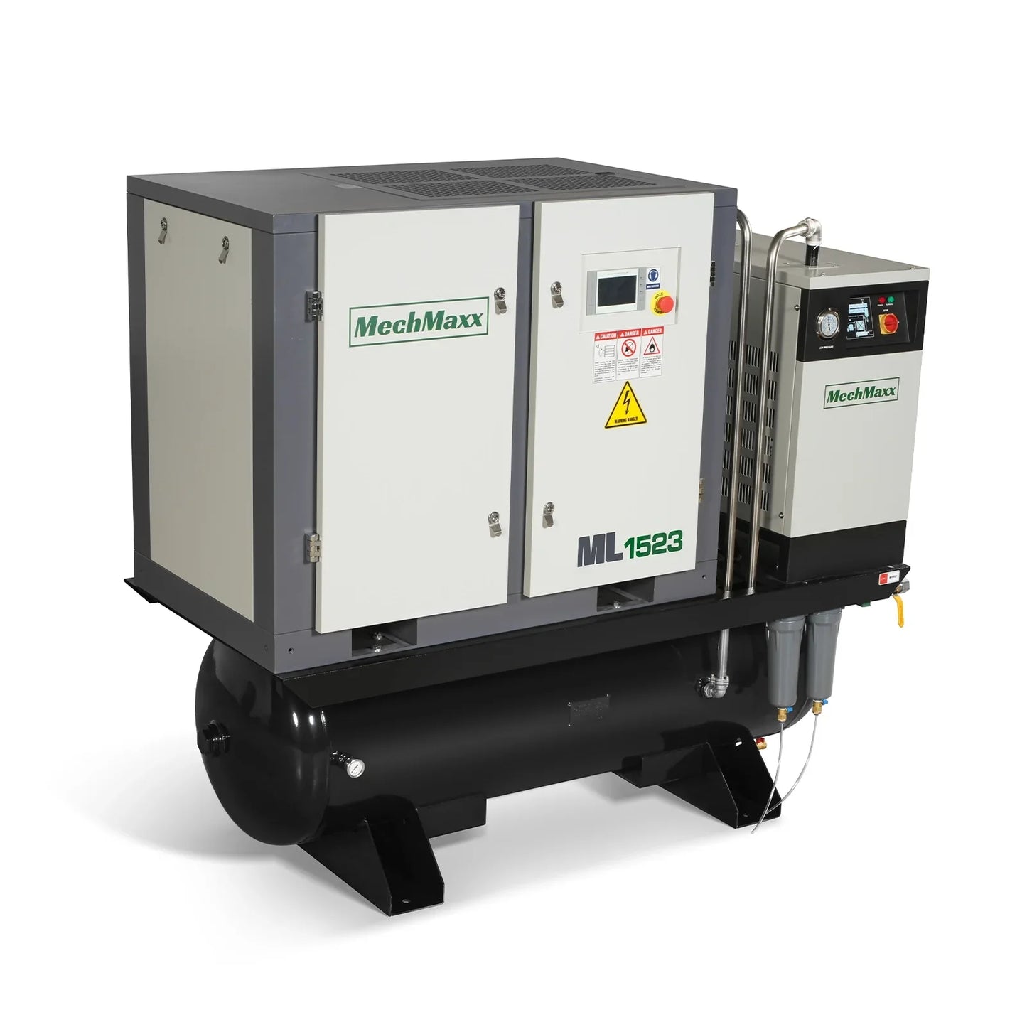 MechMaxx ML15 Air Compressor 15HP Rotary Screw with Dryer 105-Gal ASME Tank 45 CFM 116 PSI 230V 3-Phase Industrial Grade New