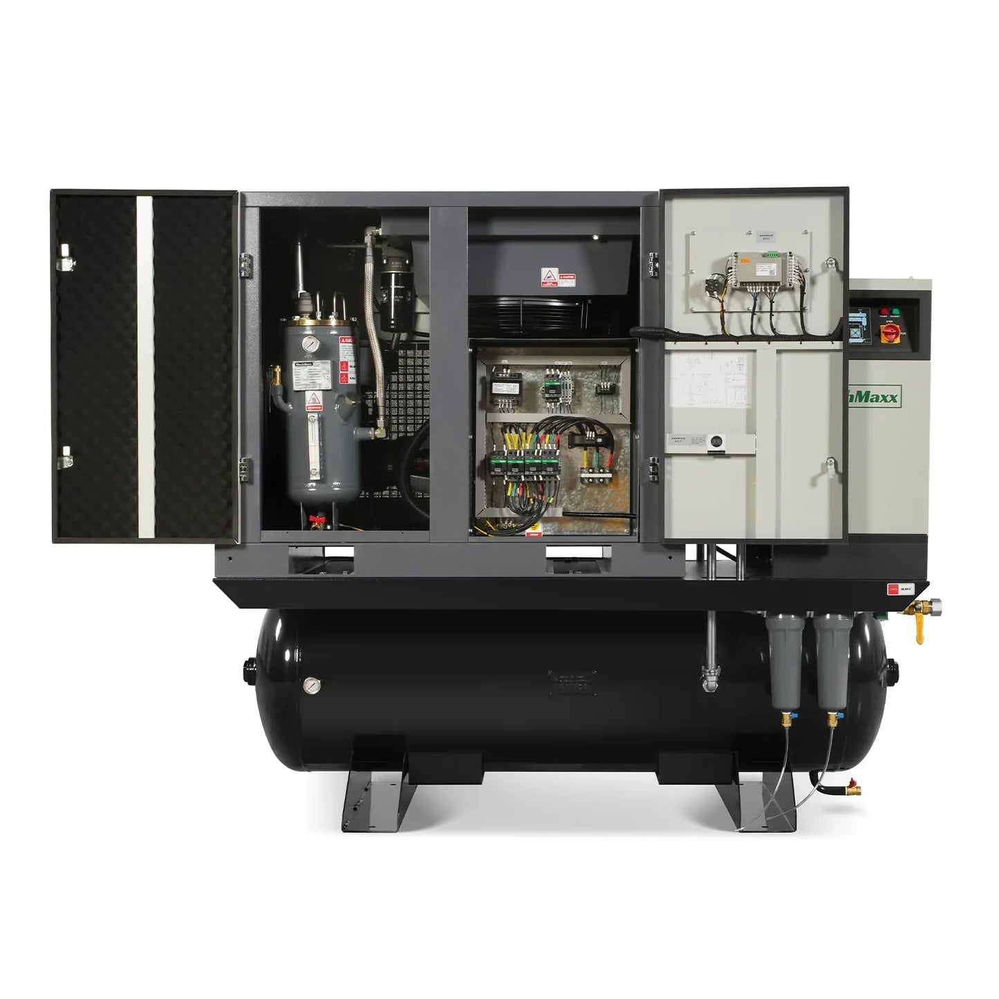 MechMaxx ML1546 Rotary Screw Air Compressor 15HP Combined with Dryer 105-Gal ASME Tank 45 CFM 116 PSI 460V 3-Phase Industrial Grade New