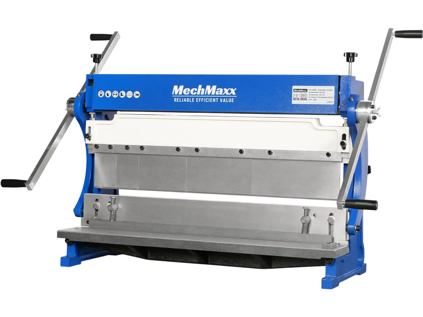 MechMaxx MMCB3016 3"-1 Sheet Metal Machine 30" Pan and Box Brake Slip Roll Shear Bending Machine 20 Gauge Mild Steel Adjustable Fingers Heavy Duty New