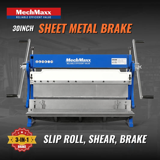 MechMaxx MMCB3016 3"-1 Sheet Metal Machine 30" Pan and Box Brake Slip Roll Shear Bending Machine 20 Gauge Mild Steel Adjustable Fingers Heavy Duty New
