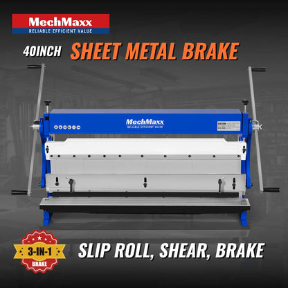 MechMaxx MMCB4020 3"-1 Sheet Metal Machine 40" Pan and Box Brake Slip Roll Shear Bending Machine 20 Gauge New