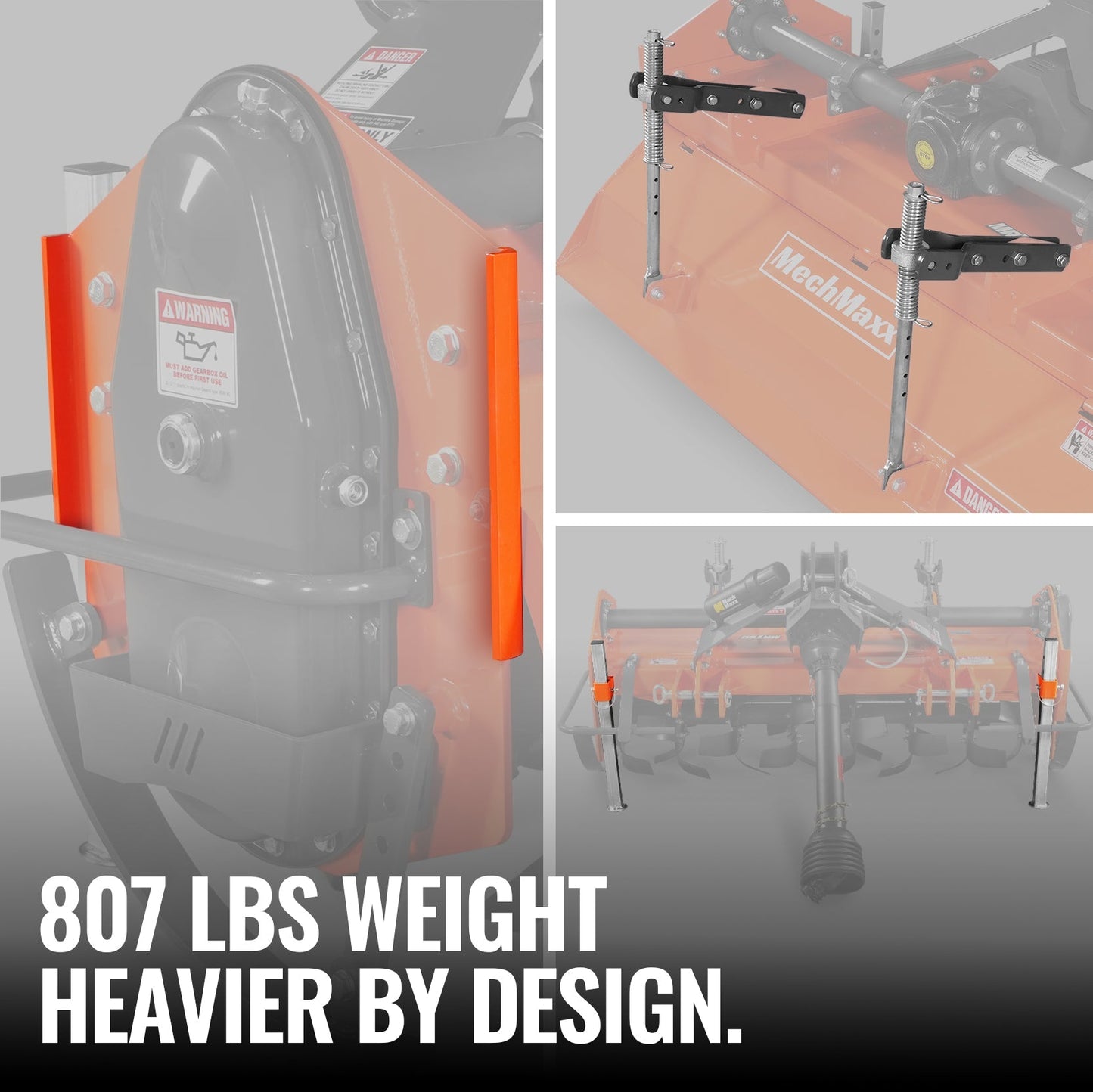 MechMaxx MRT60 Rotary Tiller 60" 3 Point Hitch Cat. 1 & 2 Gear Drive PTO Shaft Included Slip Clutch 30-60 HP New