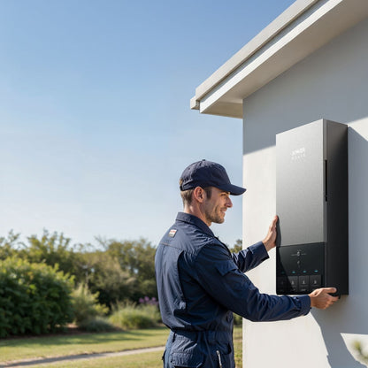 Man installing the Anker SOLIX Power Dock