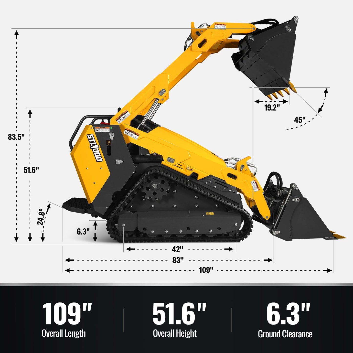 MechMaxx STL1000 Skid Steer Loader Mini Stand-On Compact Track Loader 25HP Kubota Diesel Engine 4"-1 Bucket CII New