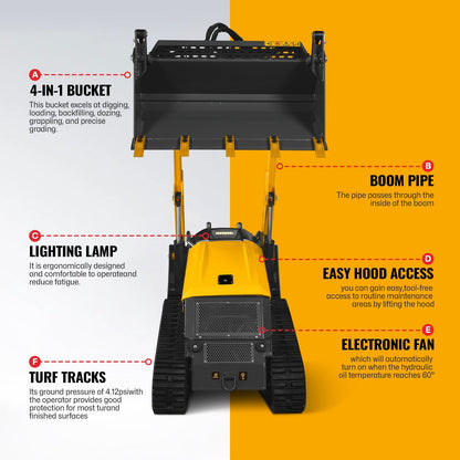 MechMaxx STL1000 Skid Steer Loader Mini Stand-On Compact Track Loader 25HP Kubota Diesel Engine 4"-1 Bucket CII New