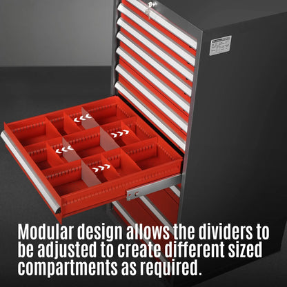 MechMaxx MD59A9 Tool Box Heavy Duty Modular 9 Drawer Cabinet Tool Storage Organizer Steel Construction 59" H x 28.5" W x 28.5" D New