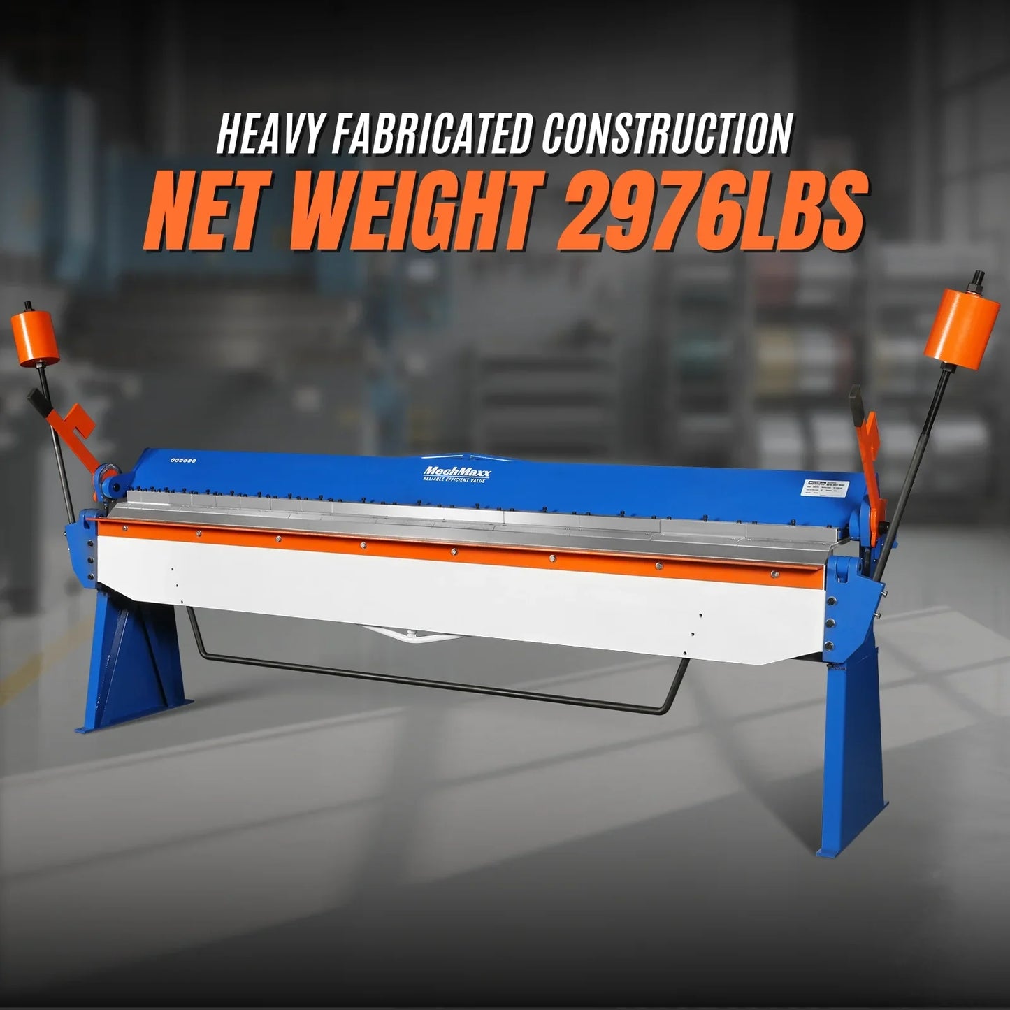 MechMaxx PB12014 Sheet Metal Brake 120" Manual 14 Gauge Box and Pan Adjustable Fingers Heavy-Duty Steel New